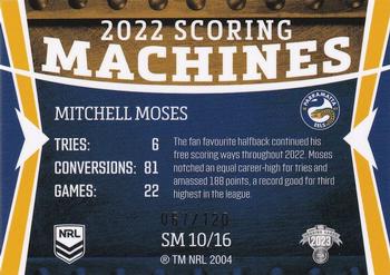 2023 NRL Traders Titanium - Scoring Machines #SM10 Mitchell Moses Back